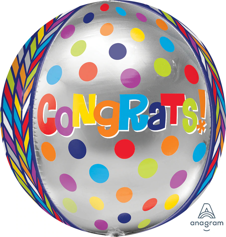 Dotty Geometric Congrats Orbz 15" - (Single Pack). 2837301 - Lift balloons