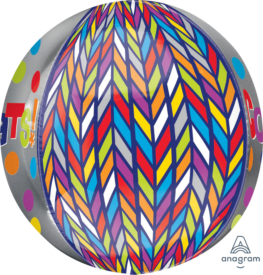 Dotty Geometric Congrats Orbz 15" - (Single Pack). 2837301 - Lift balloons