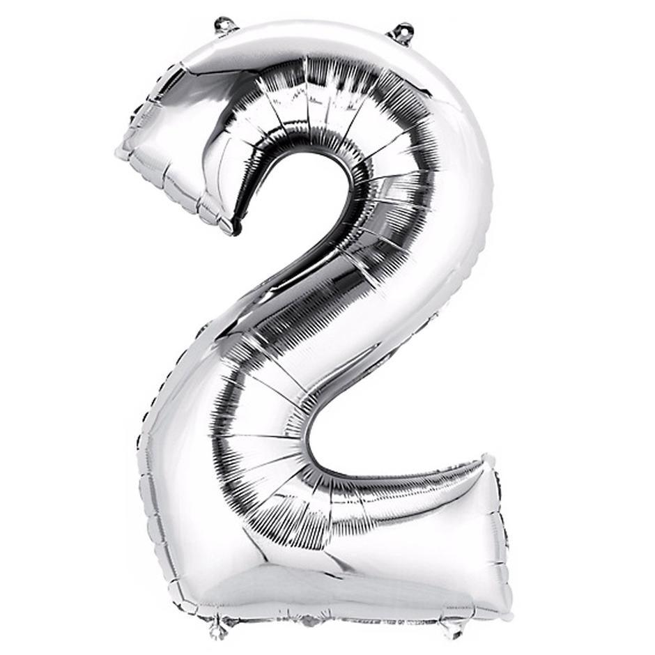 Numbers 2 Silver Foil Balloon 14 Inch - Lift balloons