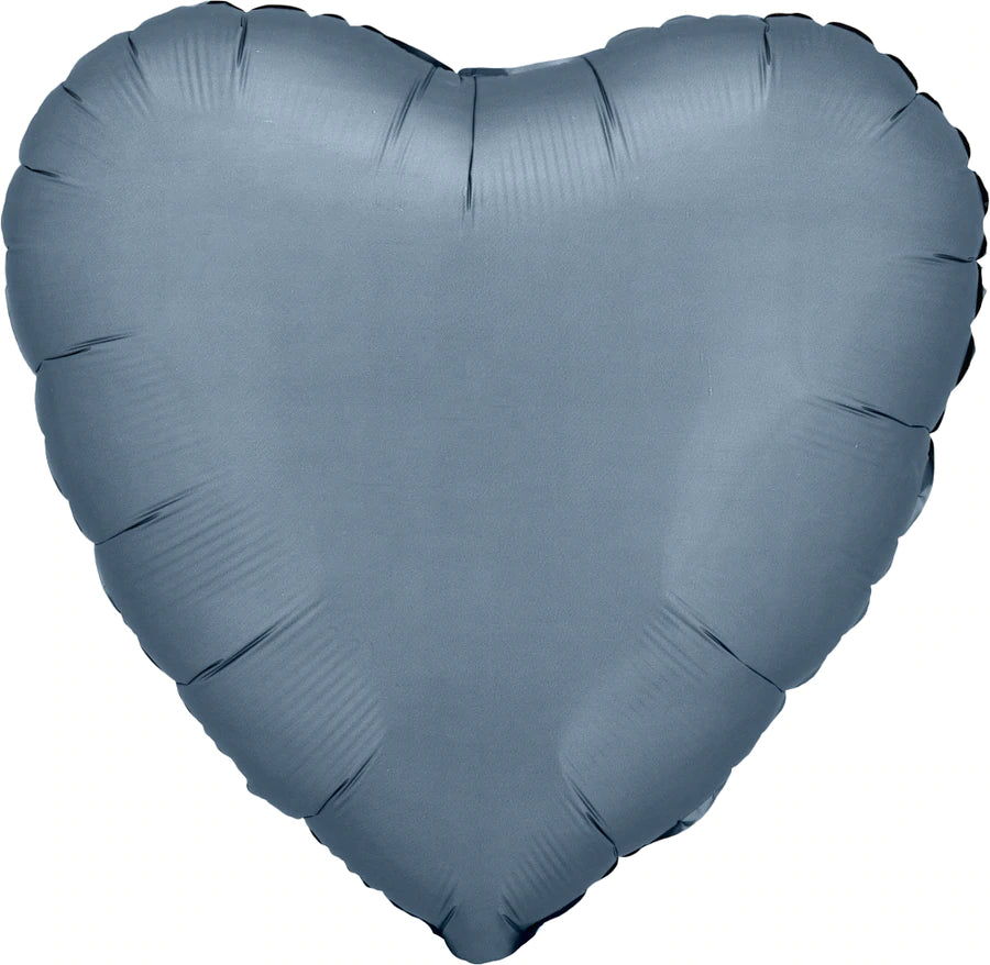 Satin Luxe Steel Blue Heart 17" - (Single Pack). 3681401 - Lift balloons