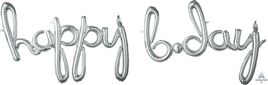 Phrase Script Happy B.day Silver 39" 37" - (Single Pack) - Lift balloons