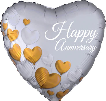 Anniversary Platinum Hearts 18" - (Single Pack). 3800101 - Lift balloons