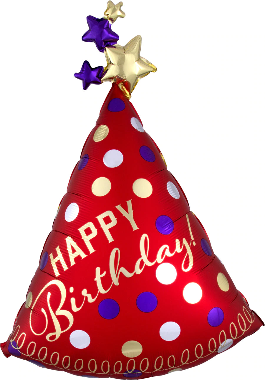 HB Red Satin Party Hat 27” x 36" - (Single Pack). 3906101 - Lift balloons