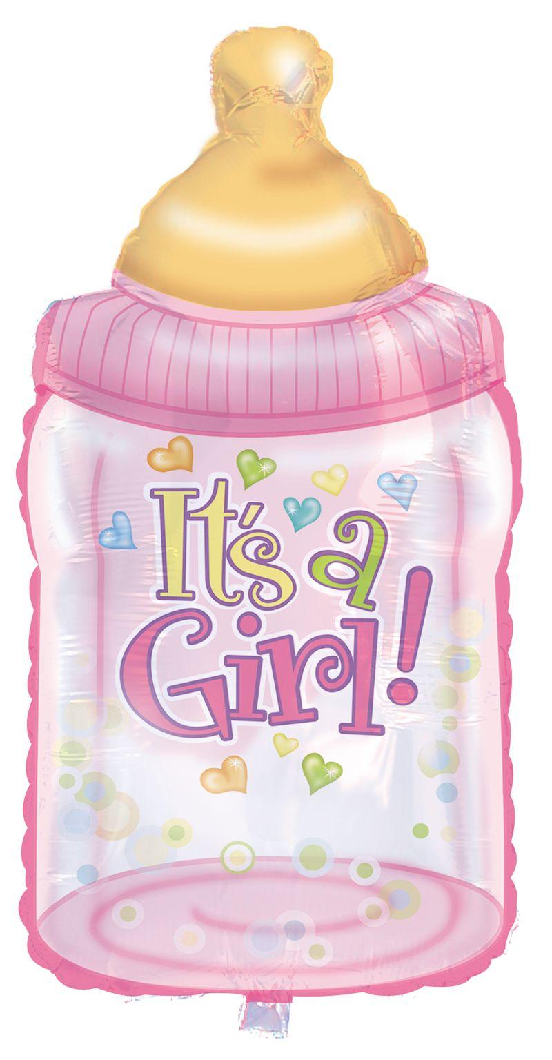 It's A Girl Baby Bottles. 38 inch - Lift balloons