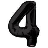 Number 4 Black Foil Balloon 34 inch - Lift balloons
