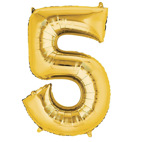Number 5 Gold Foil Balloon 34 inch - Lift balloons 