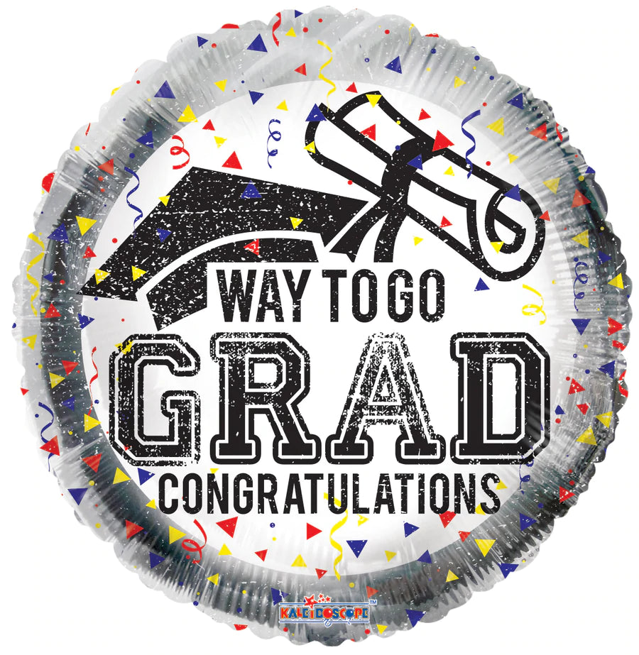 18″ Way To Go Grad Confetti - (Single Pack). 85342-18 - Lift balloons