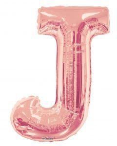 J Rose Gold Foil Letters. 34 inch - Lift balloons