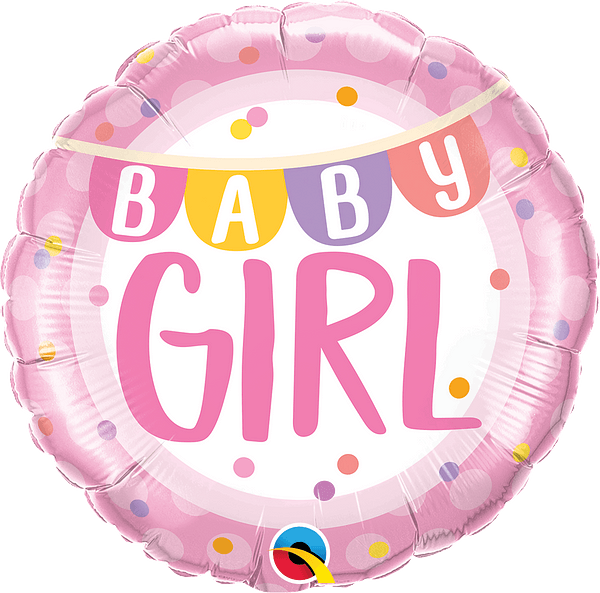 Baby Girl Banner & Dots. 18 inch - Lift balloons