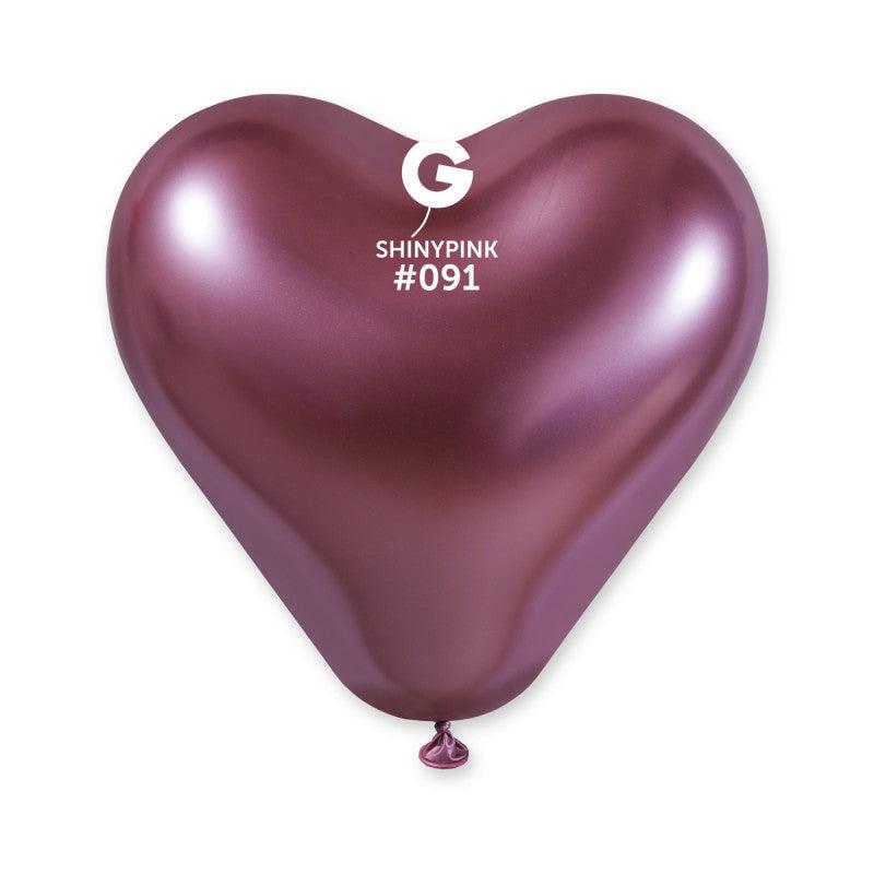 Shiny Pink Heart 091 Shaped Balloon 12 inch - Lift balloons