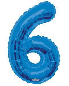 Number 6 Blue Foil Balloon 34" in each. 19668-34