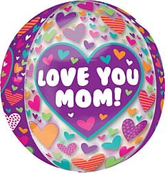 16" Love You Mom Playful Hearts Orbz - (Flat) 39200