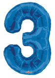 Number 3 Blue Foil Balloon 34". 19665-34