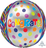 Dotty Geometric Congrats Orbz 15" - (Single Pack). 2837301 - Lift balloons 