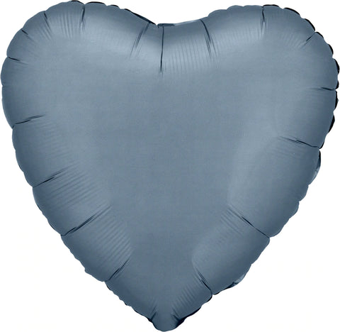 Satin Luxe Steel Blue Heart 17" - (Single Pack). 3681401 - Lift balloons 