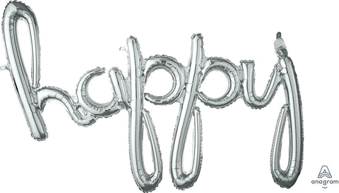 Phrase Happy Silver 39” - Lift balloons 