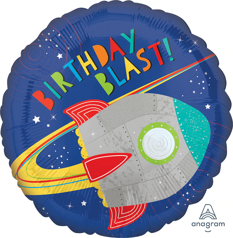 Blast Off Birthday 17" - (Single Pack). 3894701 - Lift balloons 