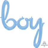 Script Phrase Boy Pastel Blue 29" x 32" - (Single Pack). 3916811 - Lift balloons 