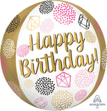 Happy Birthday Gems Orbz 15" - Lift balloons 