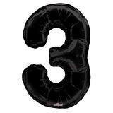 Number 3 Black Foil Balloon 34 inch - Lift balloons 