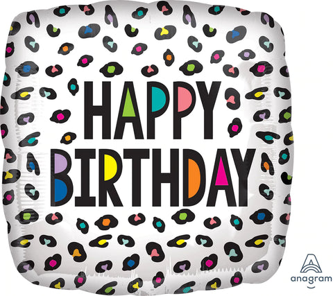 Rainbow Leopard Birthday 17" - (Single Pack). 4130601 - Lift balloons 