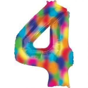 Number 4 Rainbow Splash Foil Balloon 34 inch - Lift balloons 