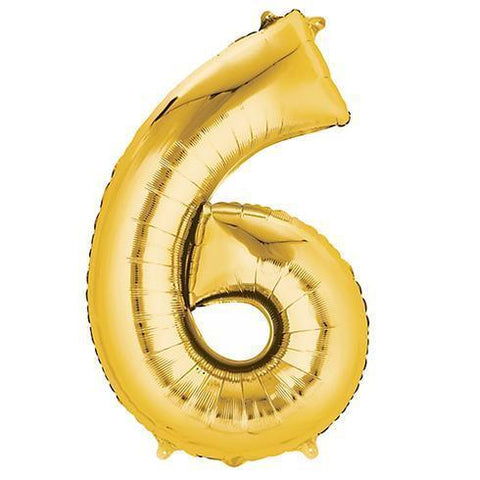 Number 6 Gold Foil Balloon 34 inch - Lift balloons 