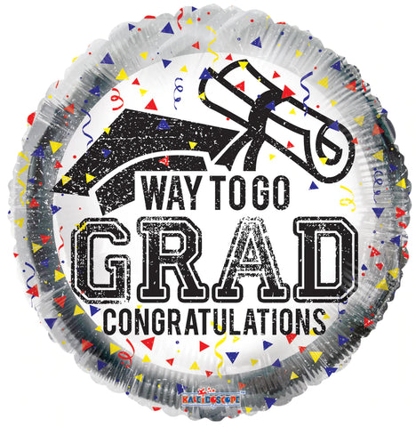18″ Way To Go Grad Confetti - (Single Pack). 85342-18 - Lift balloons 
