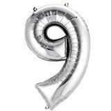 Silver Foil Number Balloons 9 inch - Lift balloons 