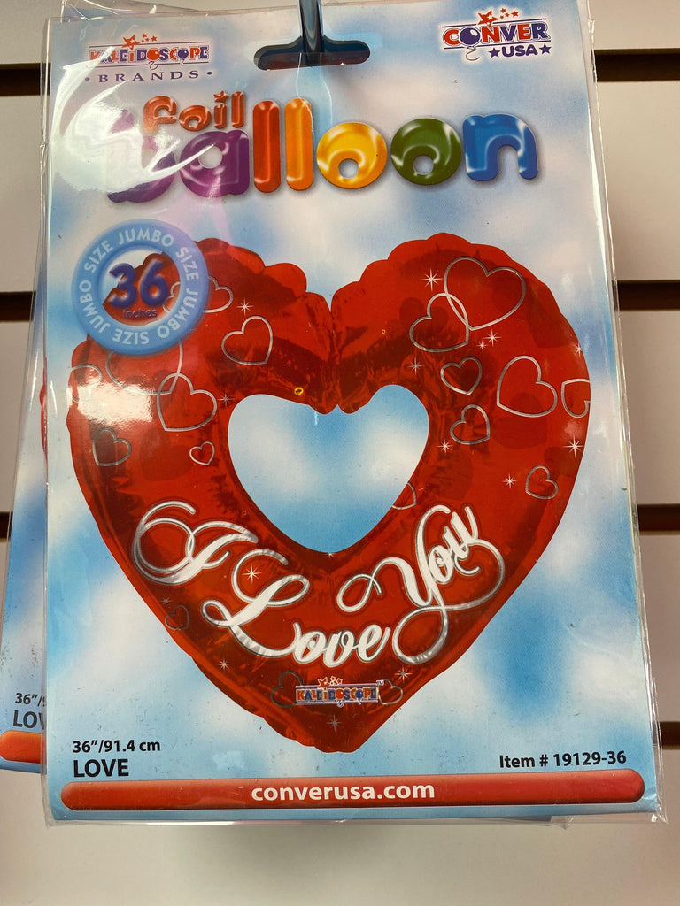 I Love You Balloon Silver Heart With Hole 36 inch - Lift balloons 