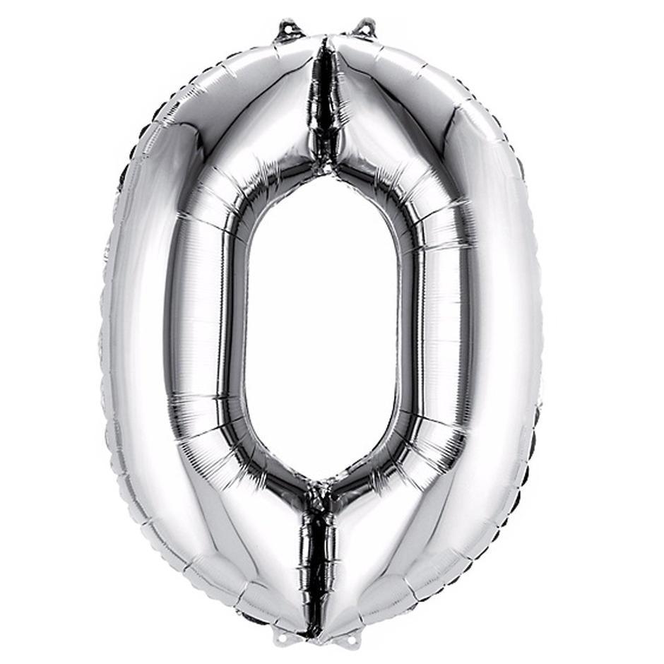 Numbers 0 Silver Foil Balloon 14 Inch - Lift balloons 