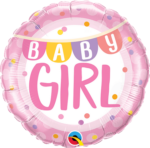 Baby Girl Banner & Dots. 18 inch - Lift balloons 