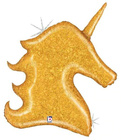 Gold Glitter Unicorn 38" - (Single Pack). - Lift balloons 