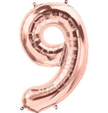 Number 9 Rose Gold Foil Balloon 14" in each. 15689-14