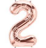 Number 2 Rose Gold Foil Balloon 14" in each. 15682-14