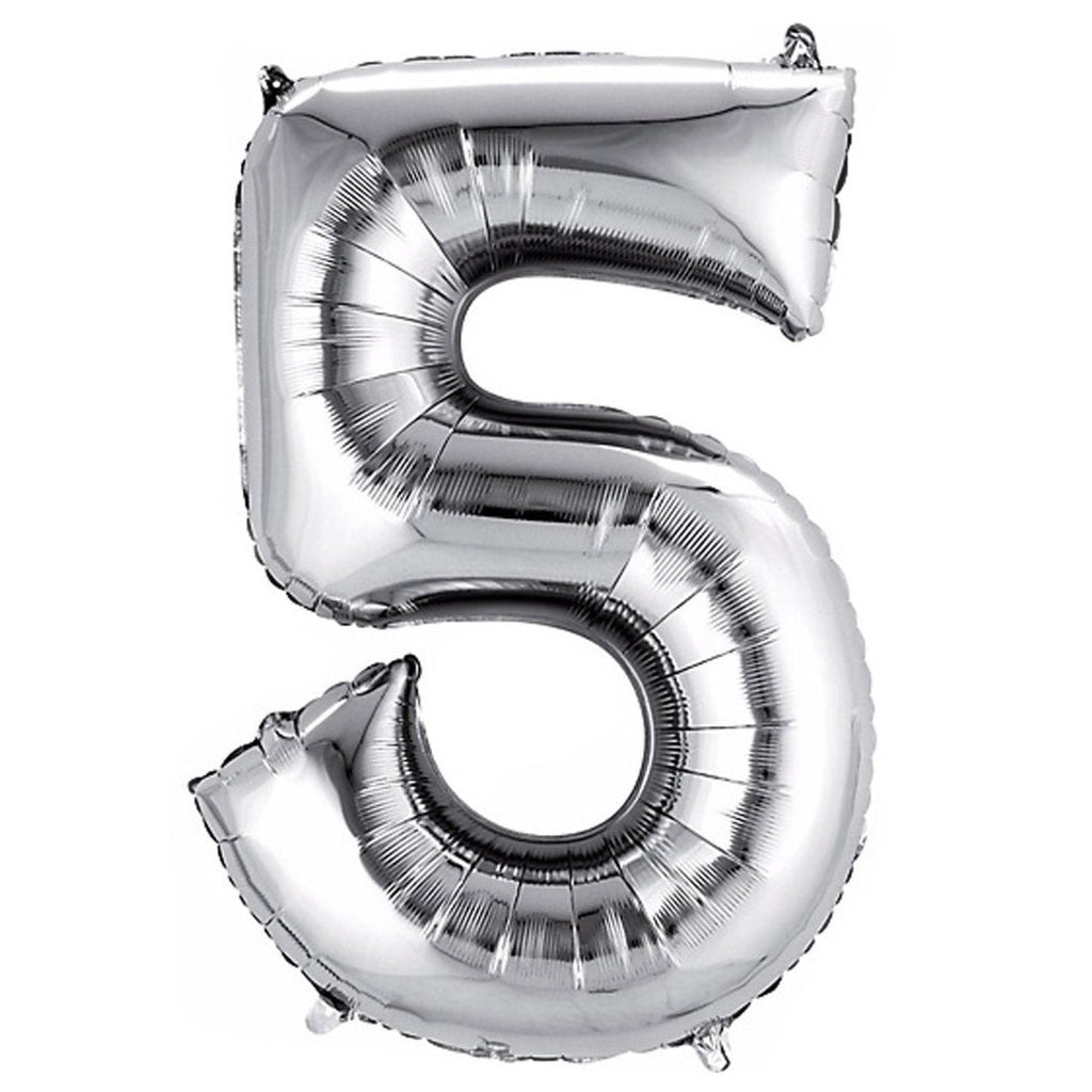 Number 5 Silver Foil Balloon 14" in each. 35012-14