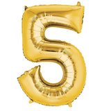Number 5 Gold Foil Balloon 14" in each. 35062-14