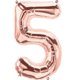 Number 5 Rose Gold Foil Balloon 14" in each. 15685-14