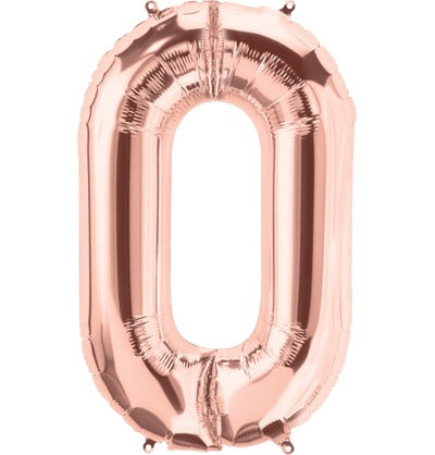 Number 0 Rose Gold Foil Balloon 34" 15640-34