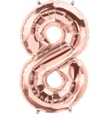 Number 8 Rose Gold Foil Balloon 14" in each. 15688-14