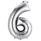 Numbers 6 Silver Foil Balloon 14 Inch - Lift balloons 