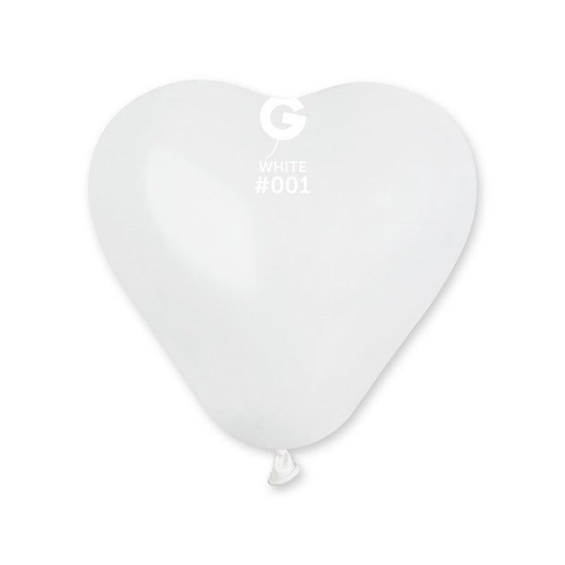 Solid Balloon White #001 - 6 in. (Heart Shaped) - Lift balloons 